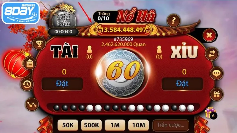 Nổ hũ Tài Xỉu 8Day - Cơ hội trúng jackpot hàng tỷ đồng 2 Game nổ hũ Tài Xỉu 8Day có cách chơi mới lạ